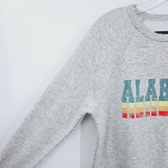 State of Mine Alabama Sweatshirt M Heather Grey Rainbow Raglan Sleeve Thumb Hole - Picture 3 of 9